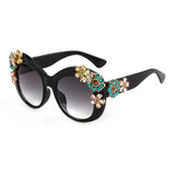 Oversized Flower Diamond Women Sunglasses black