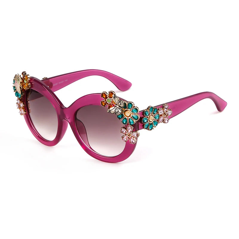 Oversized Flower Diamond Women Sunglasses pink