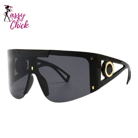 Oversized Goggle UV400 Vintage Sunglasses Sassy Chick Logo