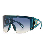 blue Oversized Goggle UV400 Vintage Sunglasses