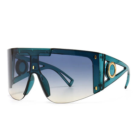 blue Oversized Goggle UV400 Vintage Sunglasses