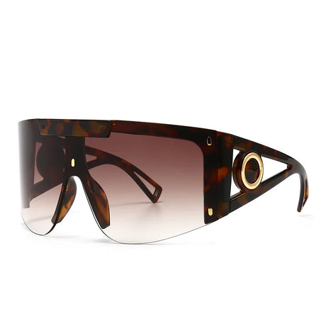 leopard Oversized Goggle UV400 Vintage Sunglasses