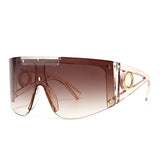 brown transparent Oversized Goggle UV400 Vintage Sunglasses