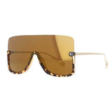 Brown Oversized Gold Lens Sunglasses