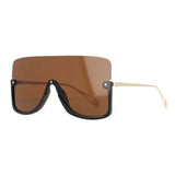 Brown Oversized Gold Lens Sunglasses