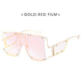 Oversized Metal Frame Punk Square Goggle Sunglasses