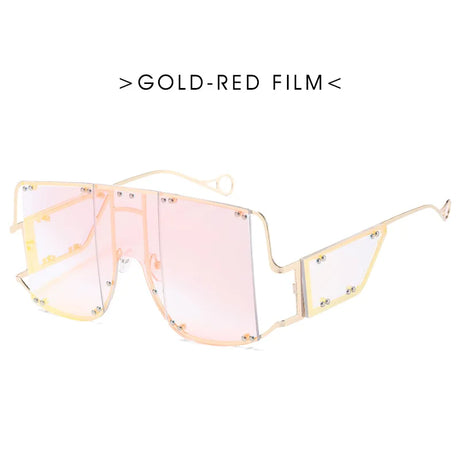 Oversized Metal Frame Punk Square Goggle Sunglasses