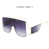 Oversized Metal Frame Punk Square Goggle Sunglasses