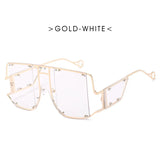 Oversized Metal Frame Punk Square Goggle Sunglasses