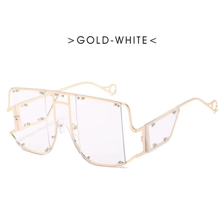 Oversized Metal Frame Punk Square Goggle Sunglasses
