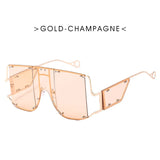 Oversized Metal Frame Punk Square Goggle Sunglasses