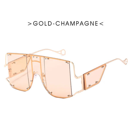 Oversized Metal Frame Punk Square Goggle Sunglasses