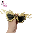 Oversized Metal Patch Decoration UV400  Sunglasses Sassy Chick Logo