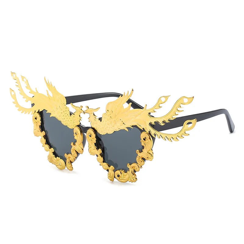 Oversized Metal Patch Decoration UV400  Sunglasses
