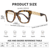 Oversized Oprah Style Reading Glasses size chart brown clear lens