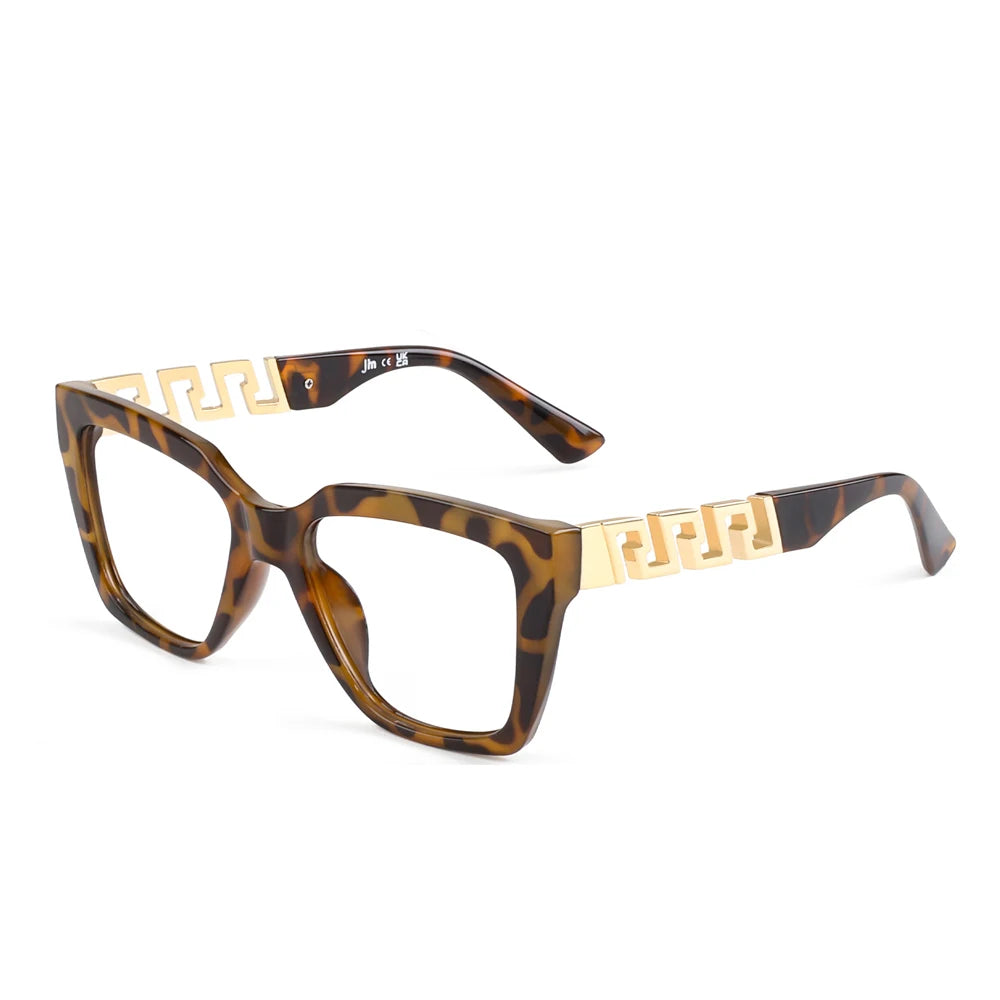 Oversized Oprah Style Reading Glasses brown clear lens