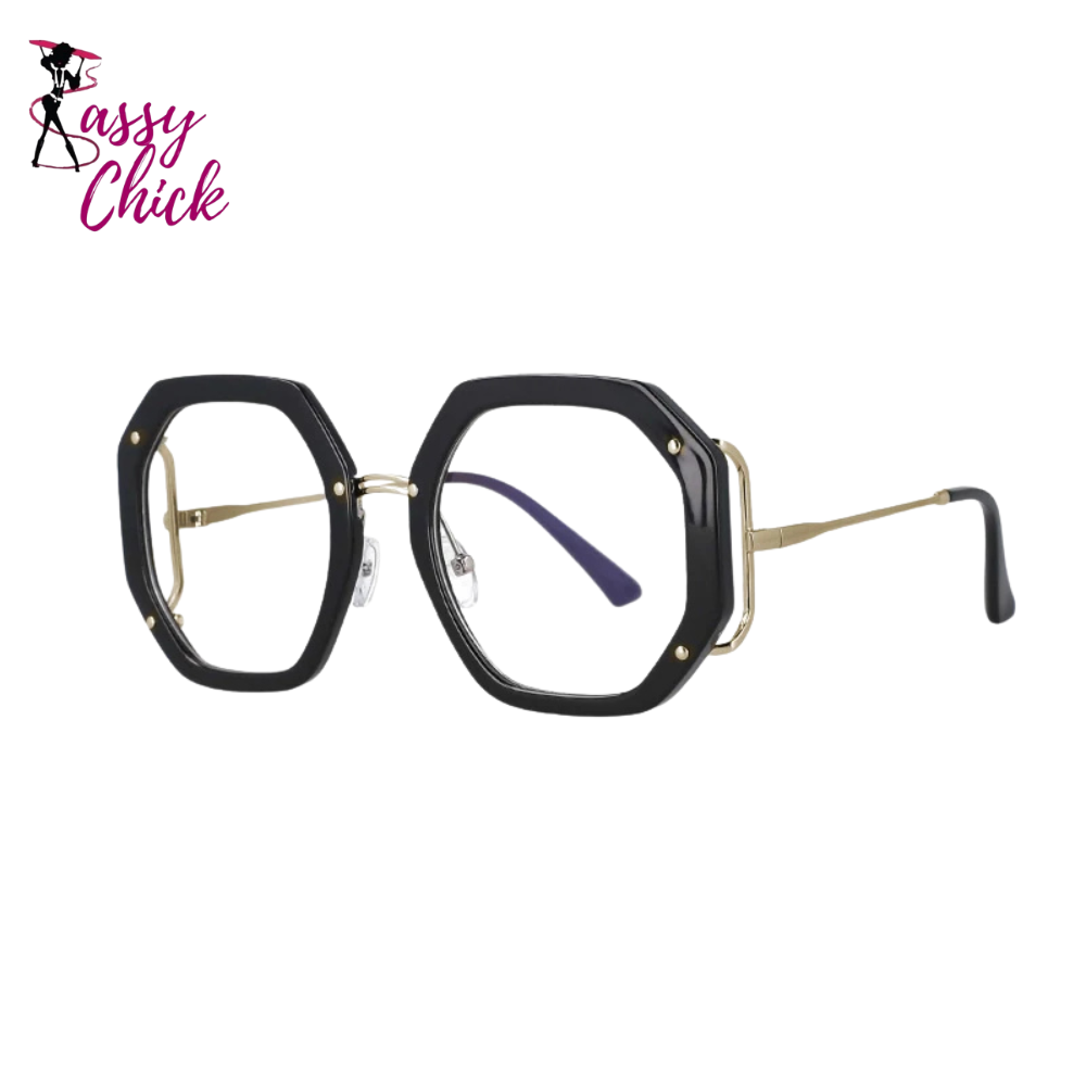 Oversized Polygon Frames Computer Glasses Sassy Chick Logo