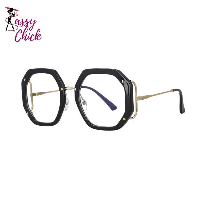 Oversized Polygon Frames Computer Glasses Sassy Chick Logo