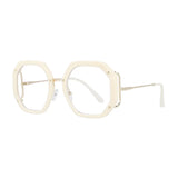 White Oversized Polygon Frames Computer Glasses