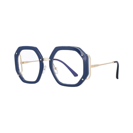 Blue Oversized Polygon Frames Computer Glasses