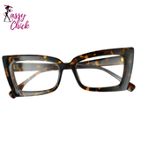 Oversized Rectangle Cat Eye Eyeglasses Sassy Chick Logo