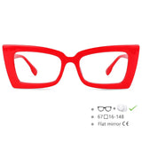 Red Oversized Rectangle Cat Eye Eyeglasses