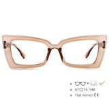 Transparent Brown Oversized Rectangle Cat Eye Eyeglasses