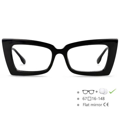 Black Oversized Rectangle Cat Eye Eyeglasses