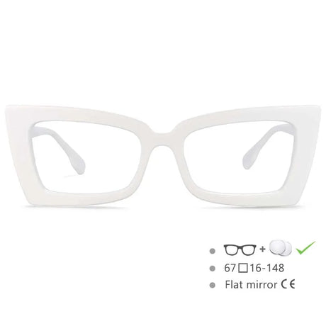 White Oversized Rectangle Cat Eye Eyeglasses