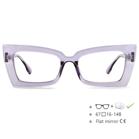 Transparent White Oversized Rectangle Cat Eye Eyeglasses