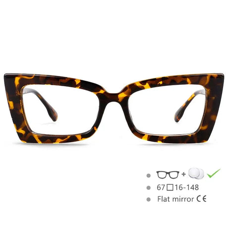 Leopard Oversized Rectangle Cat Eye Eyeglasses