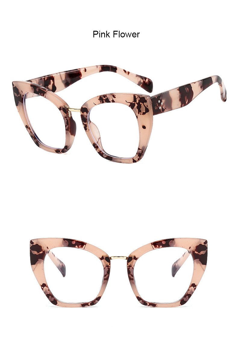 Oversized Retro Cat Eye Eyewear pink flower