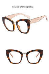 Oversized Retro Cat Eye Eyewear leopard champagne leg