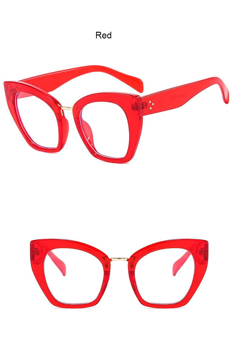 Oversized Retro Cat Eye Eyewear red