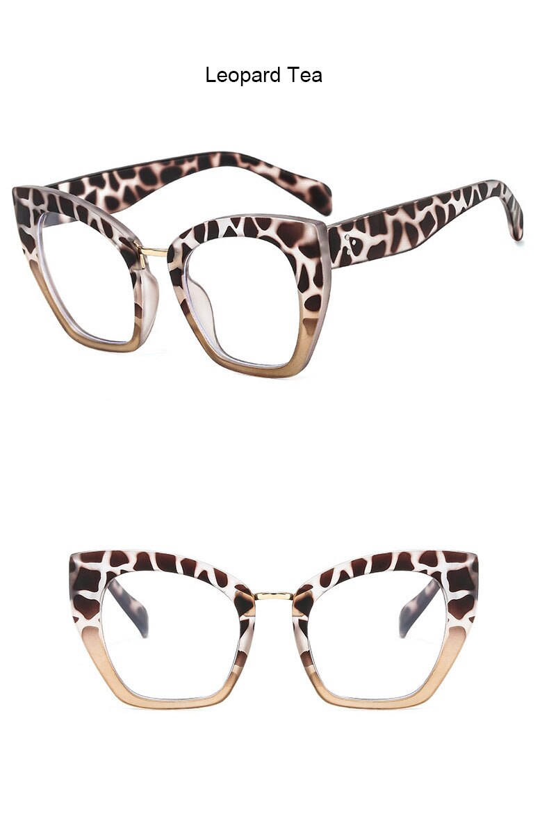 Oversized Retro Cat Eye Eyewear leopard tea