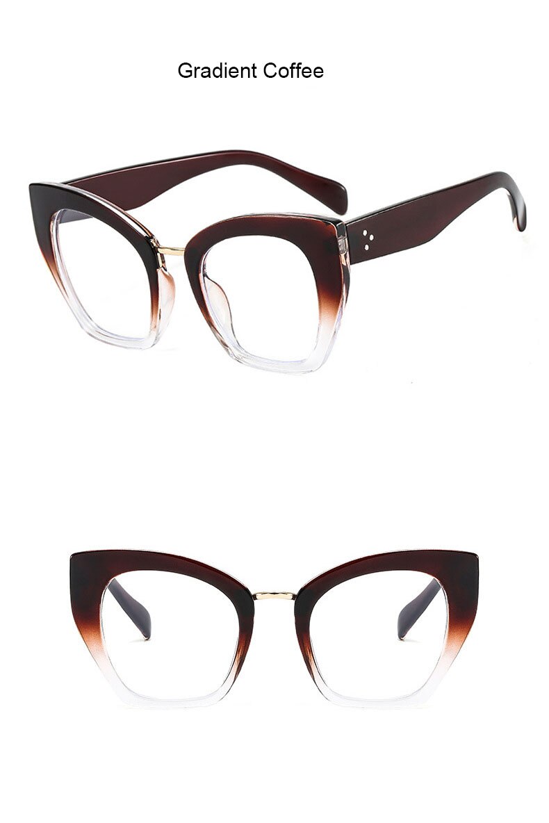 Oversized Retro Cat Eye Eyewear gradient coffee
