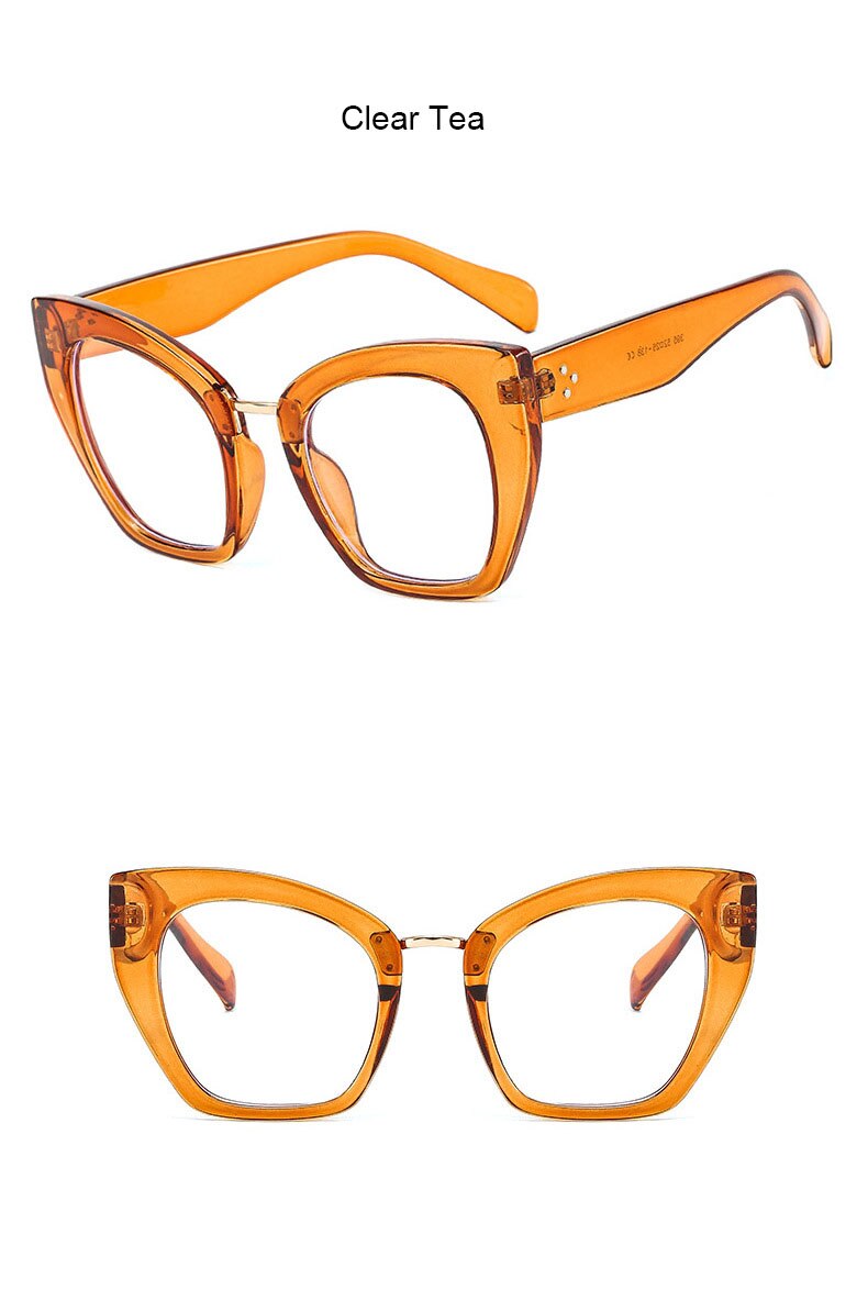 Oversized Retro Cat Eye Eyewear clear tea