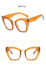 Oversized Retro Cat Eye Eyewear clear tea