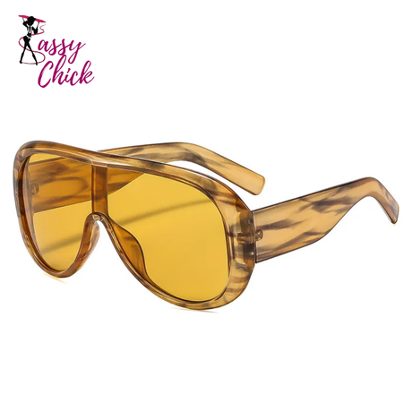 Oversized Retro Square Gradient UV400 Sunglasses Sassy Chick Logo