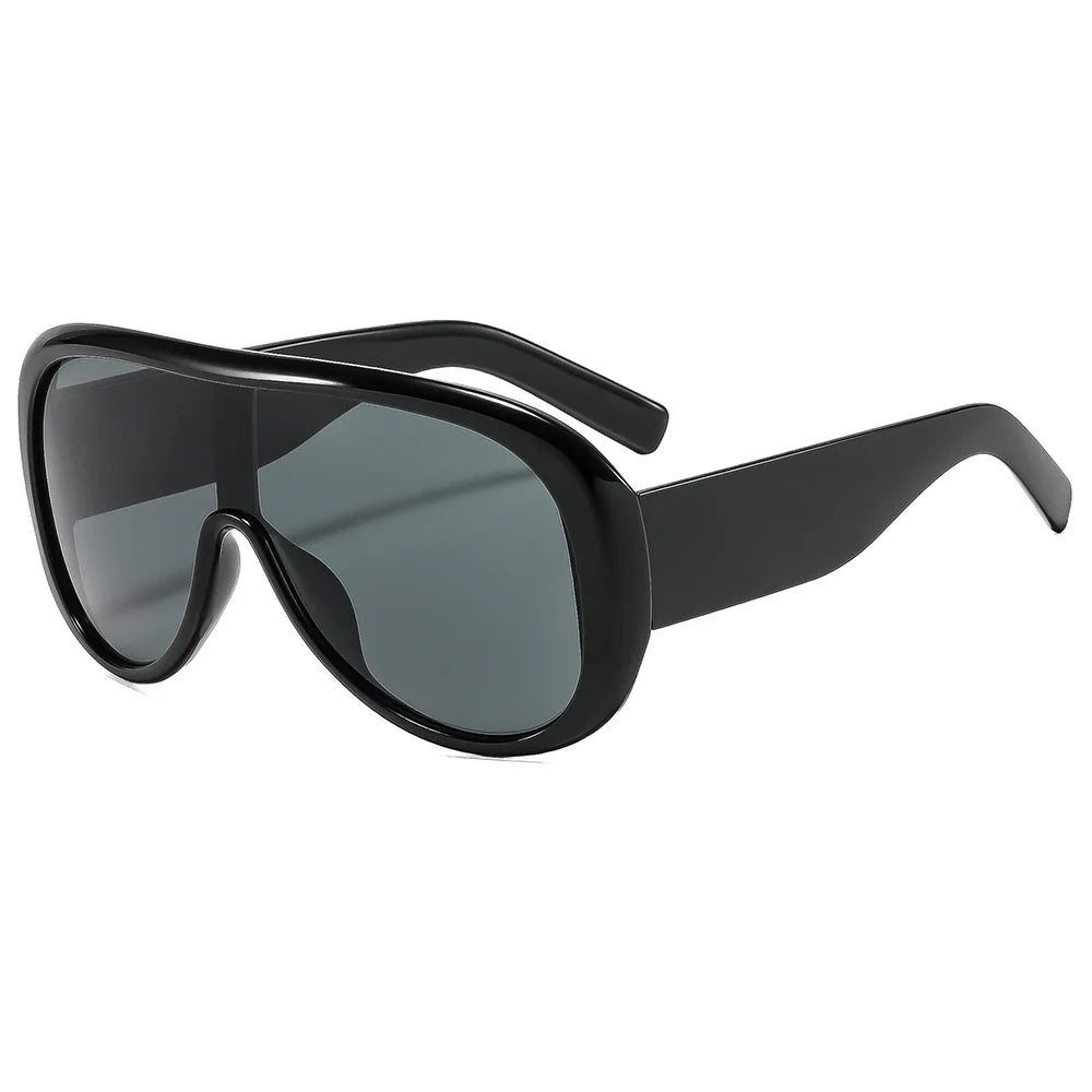Black Oversized Retro Square Gradient UV400 Sunglasses