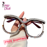 Oversized Rhinestone Fashion Glasses Sassy Chick Logo