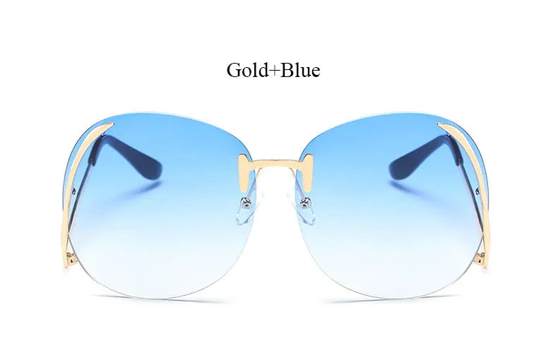 Oversized Rimless Eyewear gold blue