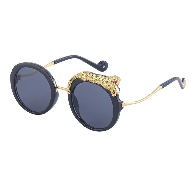 Oversized Round Crystal Women Sunglasses black