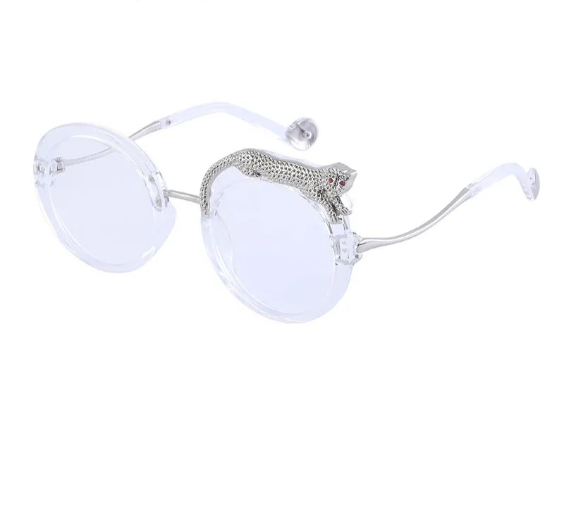 Oversized Round Crystal Women Sunglasses white