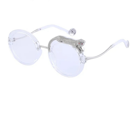 Oversized Round Crystal Women Sunglasses white