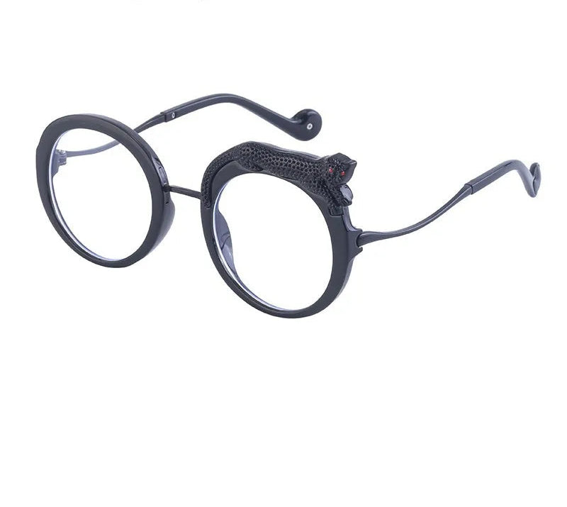 Oversized Round Crystal Women Sunglasses black/ clear lens