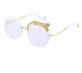 Oversized Round Crystal Women Sunglasses whte