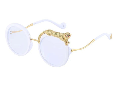 Oversized Round Crystal Women Sunglasses whte