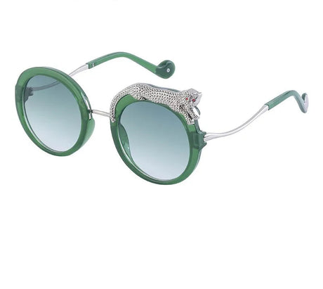 Oversized Round Crystal Women Sunglasses gree