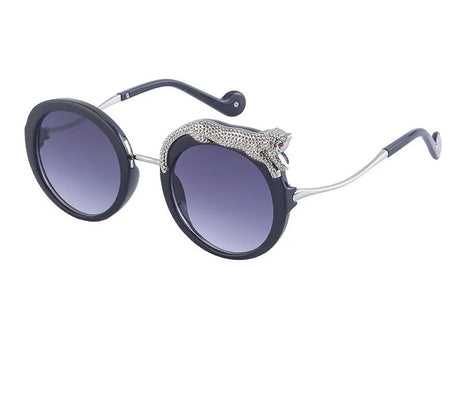 Oversized Round Crystal Women Sunglasses black